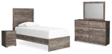 Ralinksi Panel Bed with Mirrored Dresser and Nightstand