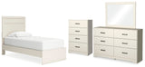 Wexley Panel Bed with Mirrored Dresser and Chest