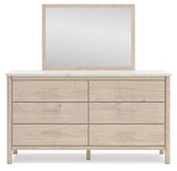 Cadmori Upholstered Panel Bed, Dresser, Mirror, Chest and 2 Nightstands