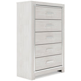 Altyra Upholstered Panel Bed, Dresser, Mirror, Chest and 2 Nightstands