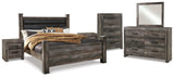 Wynnlow Poster Bed with Mirrored Dresser, Chest and 2 Nightstands