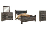 Wynnlow Upholstered Poster Bed, Dresser, Mirror and Chest