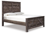 Wynnlow Crossbuck Panel Bed with Mirrored Dresser and 2 Nightstands