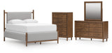 Corwyn Upholstered Panel Bed, Dresser, Mirror and Chest