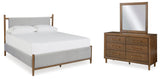 Corwyn Upholstered Bed with Mirrored Dresser