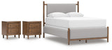 Corwyn Upholstered Panel Bed and 2 Nightstands
