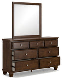 Danabrin Panel Bed with Mirrored Dresser and Chest