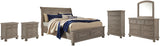 Lettner Sleigh Bed with Mirrored Dresser, Chest and 2 Nightstands