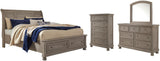 Lettner Sleigh Bed with Mirrored Dresser and Chest