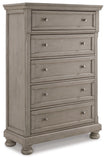 Lettner Sleigh Bed with 2 Storage Drawers with Mirrored Dresser, Chest and 2 Nightstands