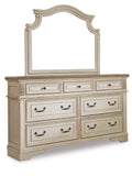 Realyn Sleigh Bed with Mirrored Dresser and 2 Nightstands