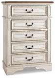Realyn Upholstered Panel Bed, Dresser, Mirror, Chest and Nightstand