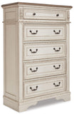 Realyn Upholstered Panel Bed with Mirrored Dresser, Chest and 2 Nightstands
