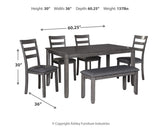 Keaton Dining Table and Chairs with Bench (Set of 6)