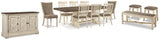 Vanderley Dining Table with 8 Chairs and Bench with Server and 2 Stools