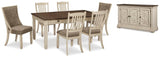 Vanderley Dining Table and 6 Chairs with Server
