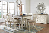 Vanderley Counter Height Dining Table and 6 Barstools with Server