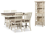 Vanderley Counter Height Dining Table and 4 Barstools with Display Cabinet