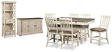 Vanderley Counter Height Table with 6 Barstools, Server and Display Cabinet