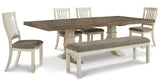 Vanderley Extendable Dining Table and 4 Chairs and Bench