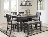 Pinehurst Counter Height Dining Table and 4 Barstools and Bench