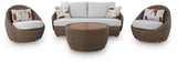 Double Point Cardiff Beach Outdoor Loveseat and 2 Lounge Chairs with Coffee Table