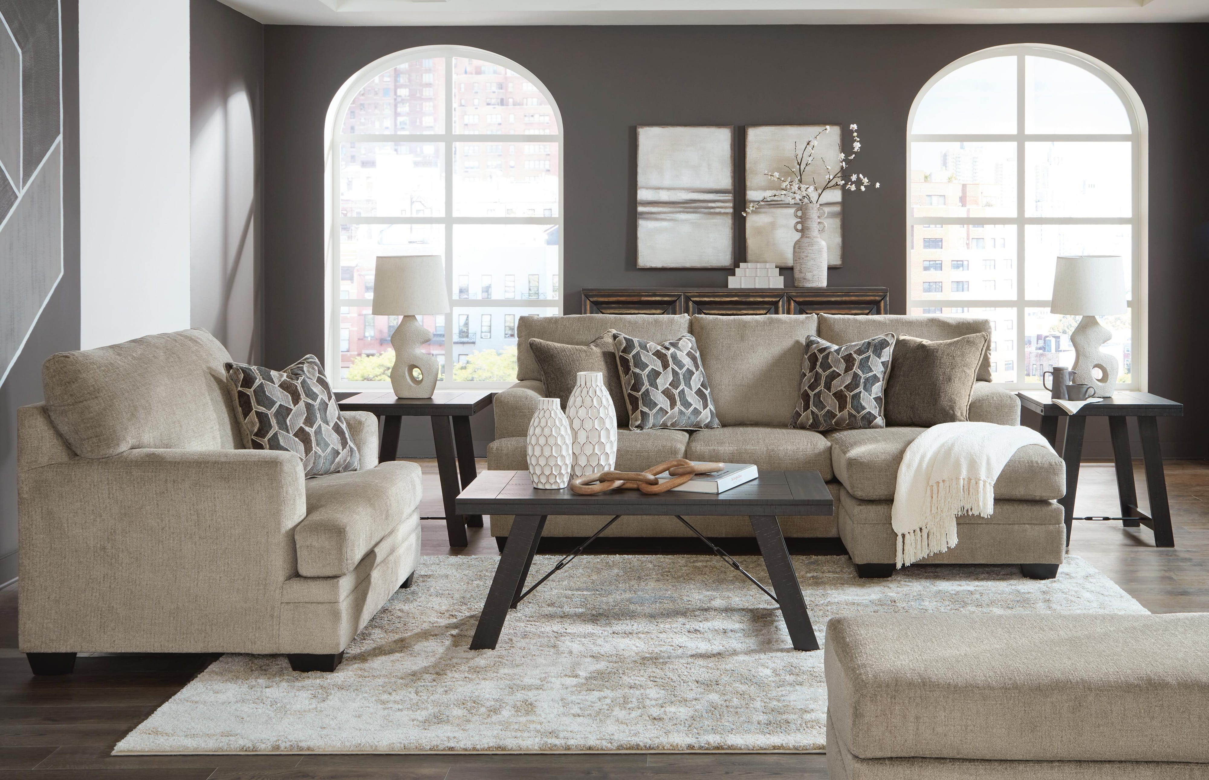 Stonemeade Sofa Chaise, Chair, and Ottoman