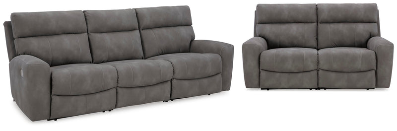 Havenridge Performance Fabric Dual Power Reclining Sofa and Loveseat