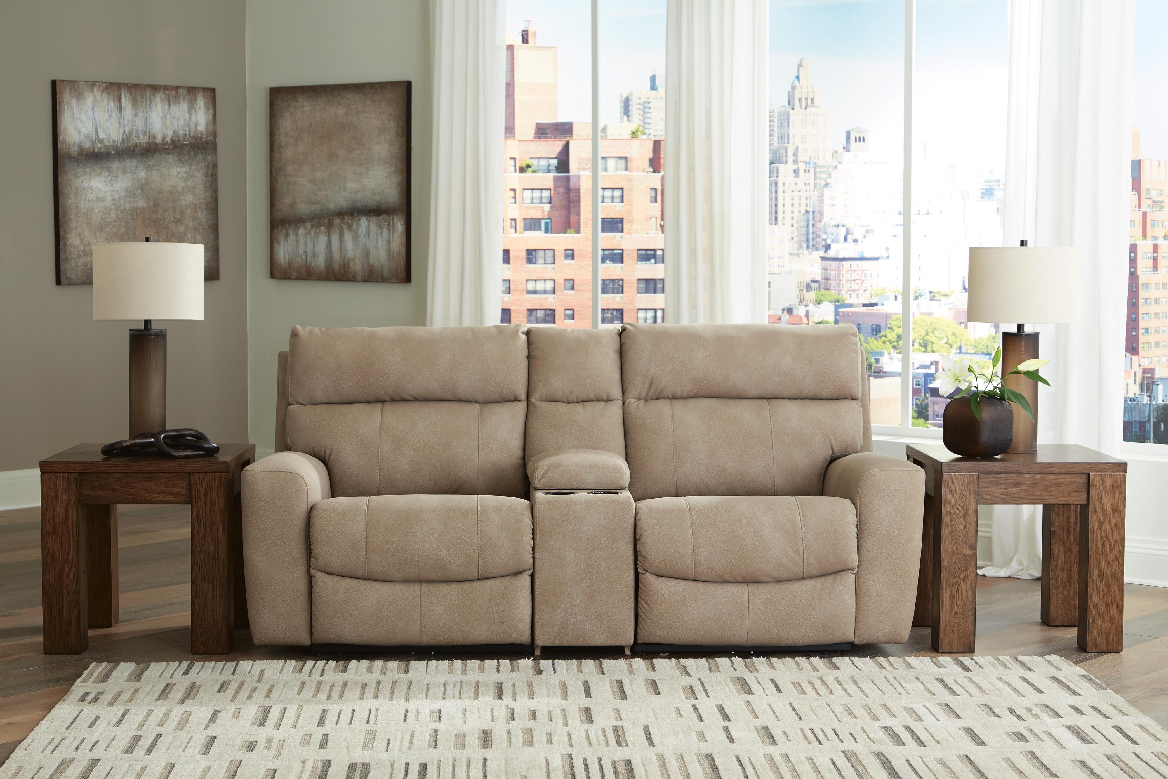 Havenridge 3-Piece Power Reclining Sectional Loveseat with Console