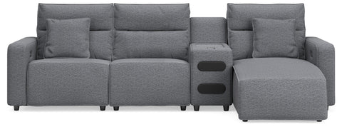 Westbridge 4-Piece Reclining Sectional with Chaise and Audio Console