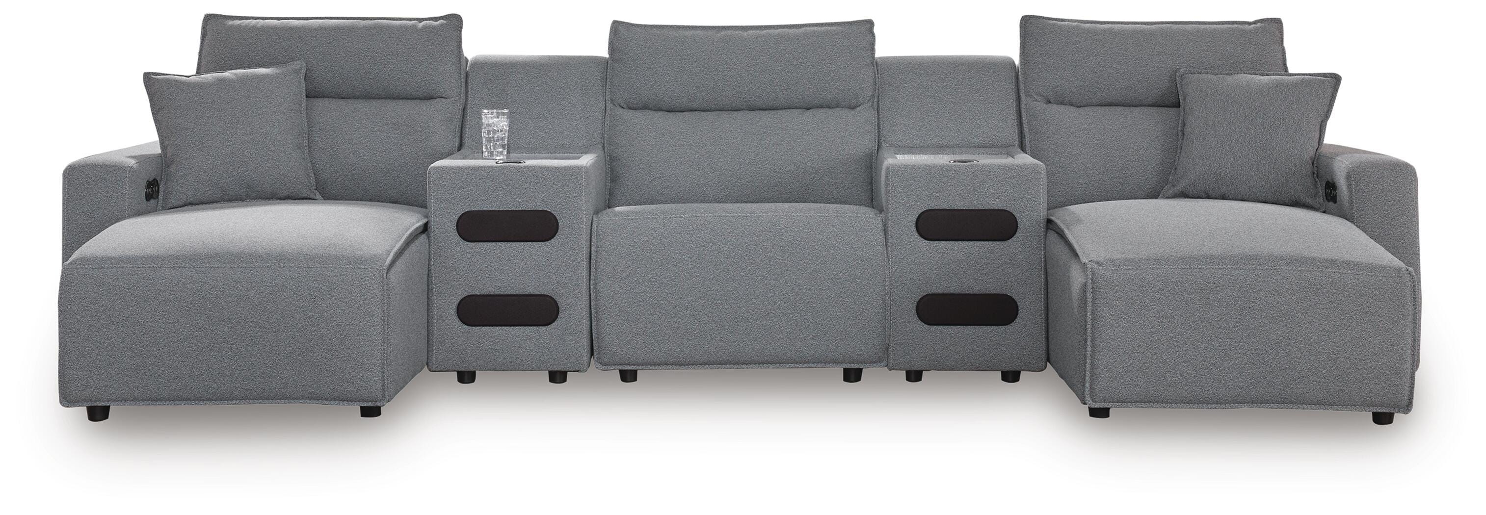 Modmax II 5-Piece Reclining Sectional with Double Chaise and Audio Consoles