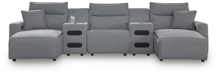 Modmax II 5-Piece Reclining Sectional with Double Chaise and Audio Consoles