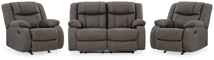 First Base Reclining Loveseat and 2 Recliners