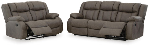 First Base Manual Reclining Sofa and Loveseat