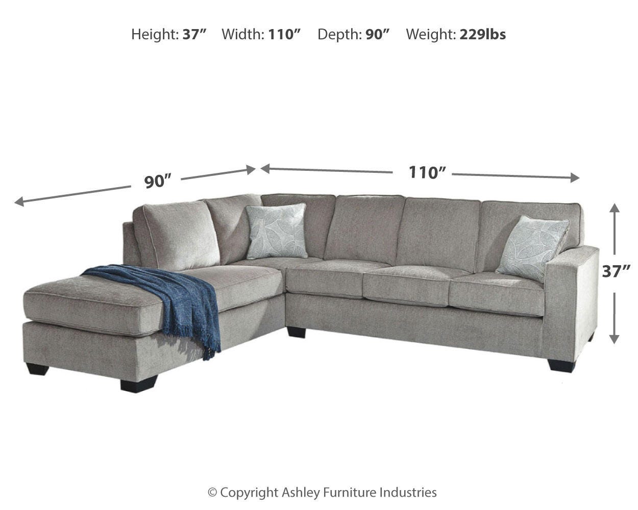 Ashbury 2-Piece Sectional with Chaise, Loveseat and Ottoman