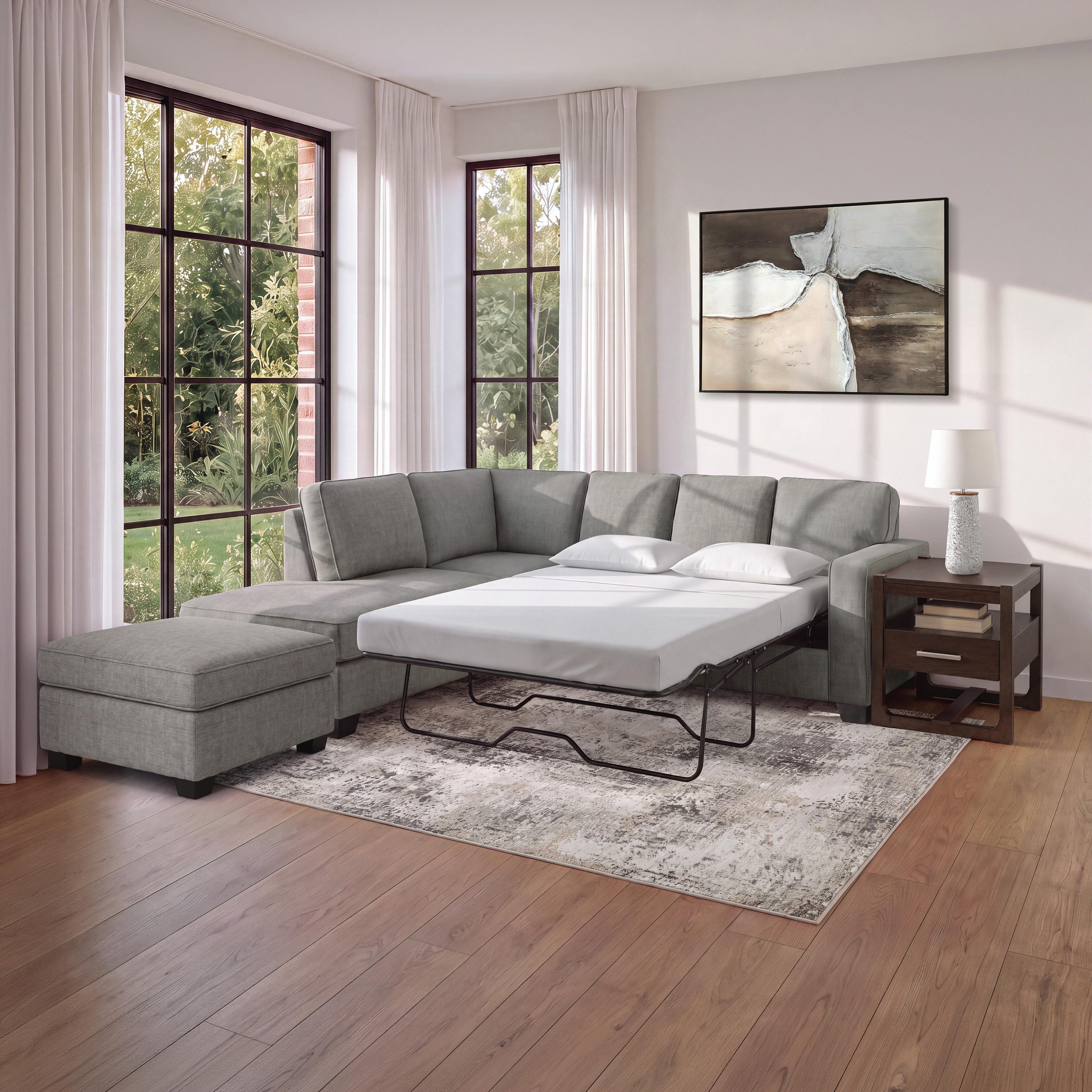 Ashbury 2-Piece Sleeper Sectional with Ottoman