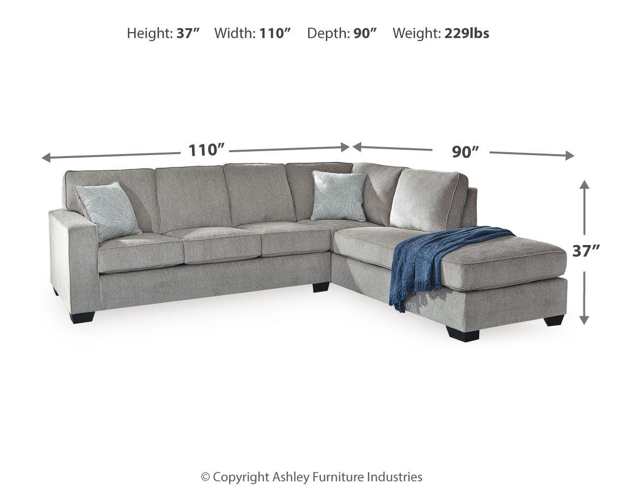 Ashbury 2-Piece Sleeper Sectional, Loveseat and Ottoman