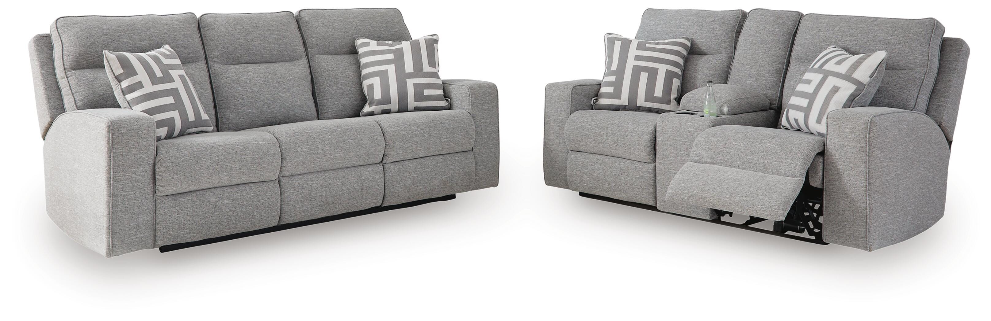 Biscoe Performance Fabric Dual Power Reclining Sofa and Loveseat