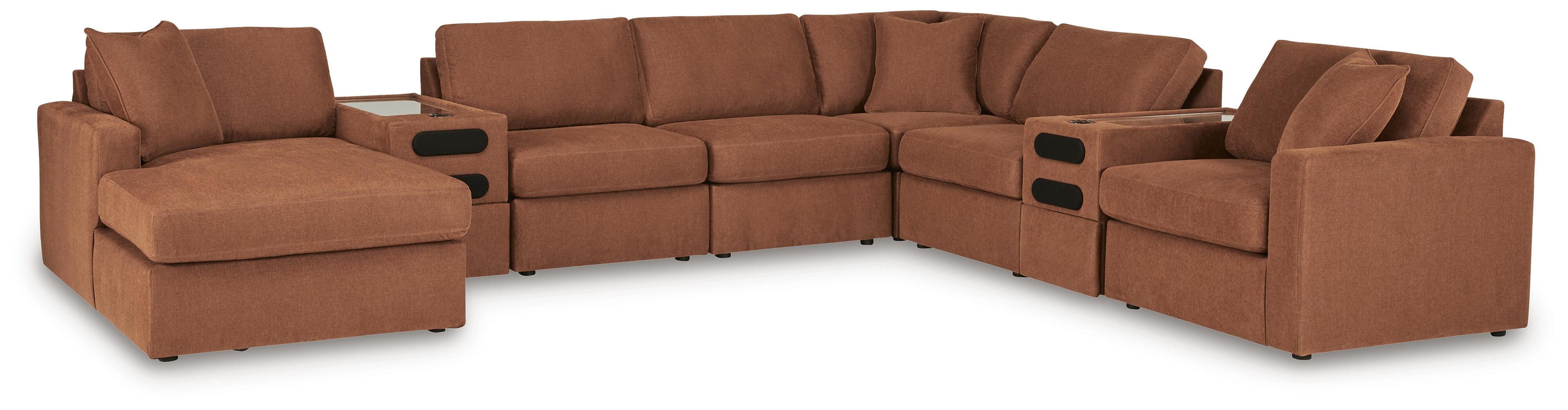 Solstice 8-Piece Sectional with Storage Chaise and Audio Consoles