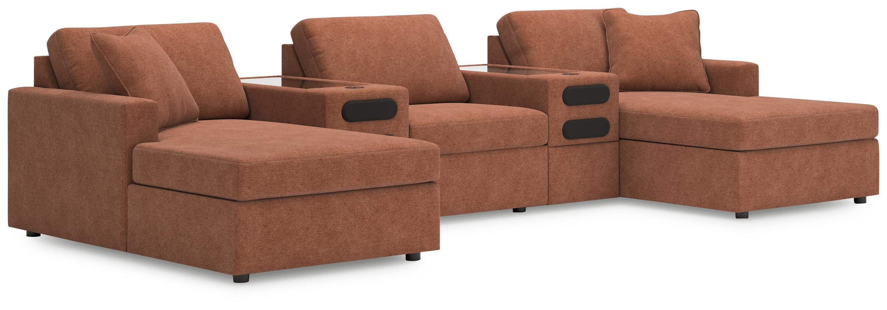 Solstice 5-Piece Double Storage Chaise Sectional with Audio Consoles