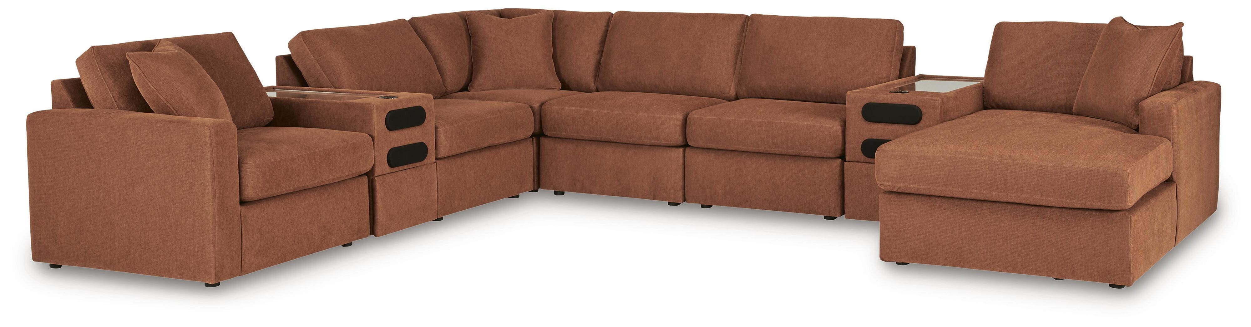 Solstice 8-Piece Sectional with Storage Chaise and Audio Consoles