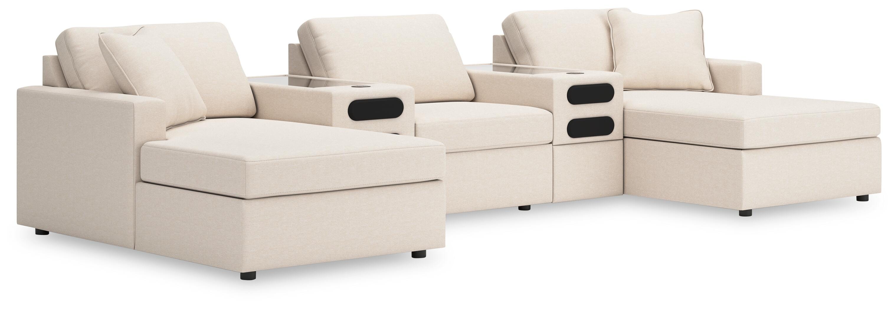 Solstice 5-Piece Double Storage Chaise Sectional with Audio Consoles