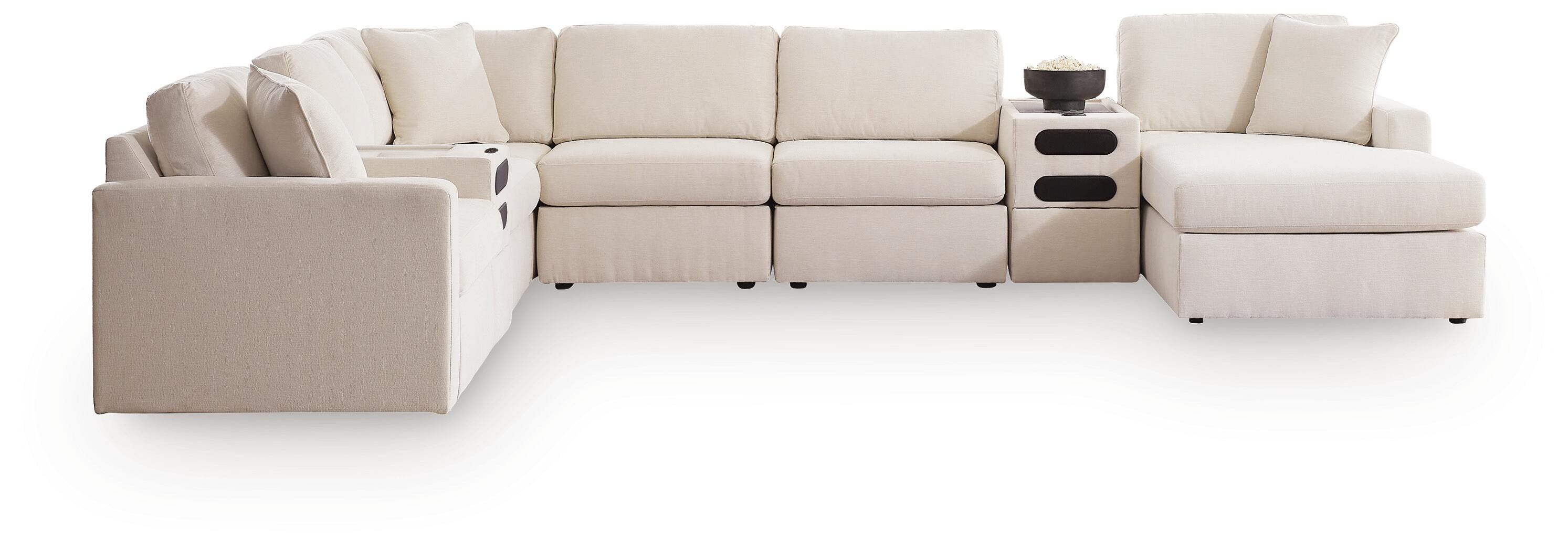 Solstice 8-Piece Sectional with Storage Chaise and Audio Consoles
