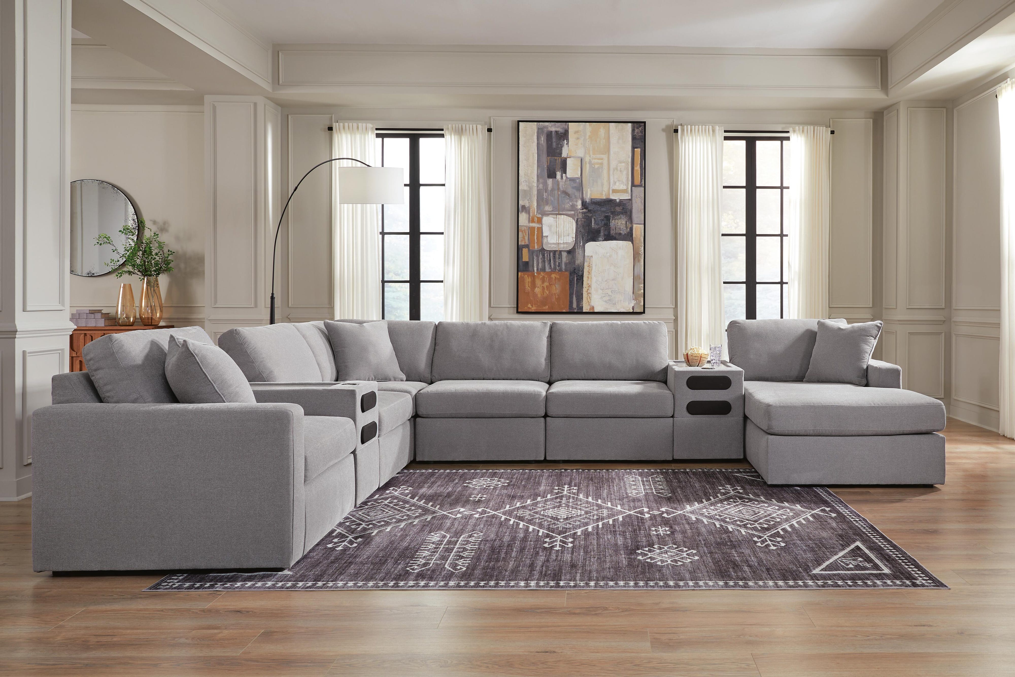 Solstice 8-Piece Sectional with Storage Chaise and Audio Consoles