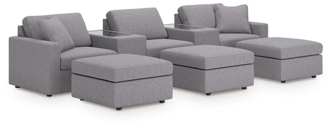 Solstice 5-Piece Sectional and 3 Ottomans