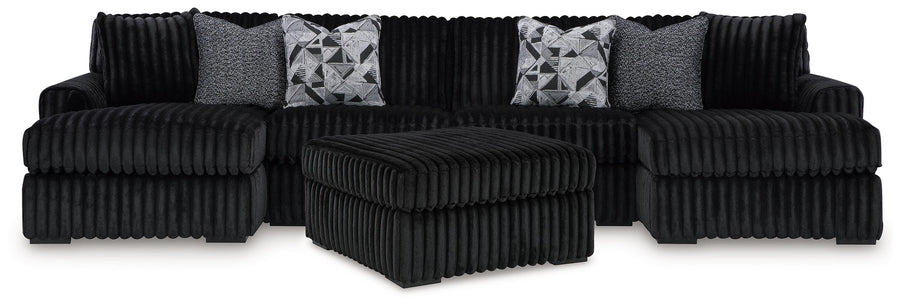 Nightfall 3-Piece Sectional with Double Chaise and Ottoman