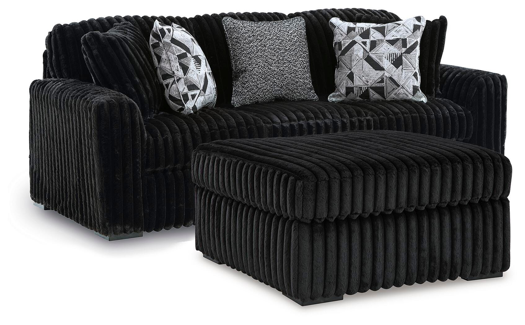 Midnight-Madness Sofa and Oversized Ottoman