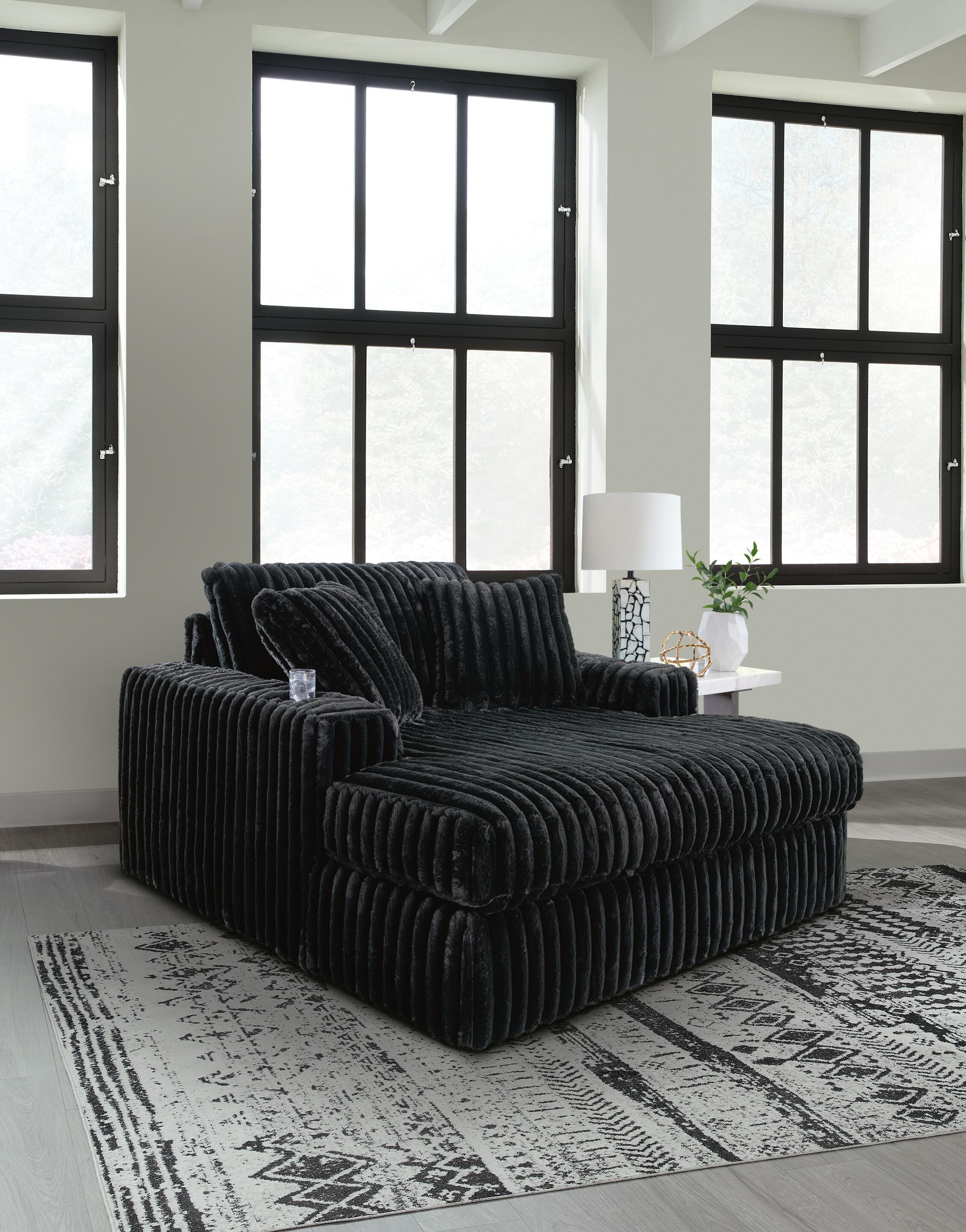 Midnight-Madness 4-Piece Sectional and Oversized Chaise