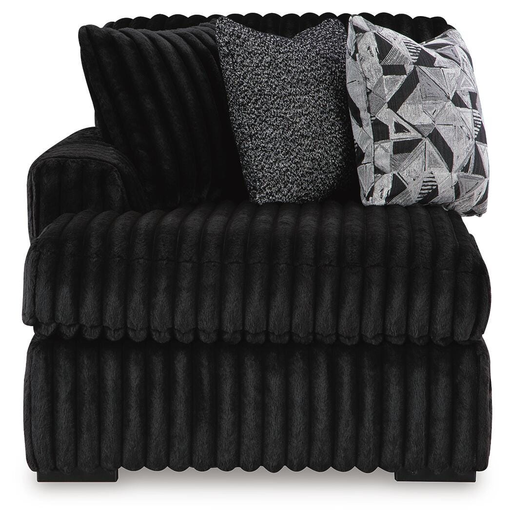 Midnight-Madness 3-Piece Double Chaise Sectional and Ottoman