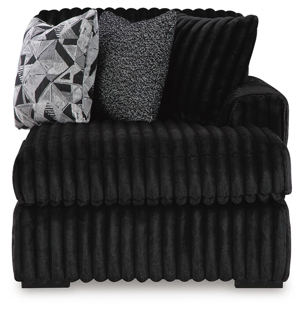 Midnight-Madness 3-Piece Double Chaise Sectional and Ottoman
